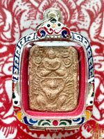 Amulette ancienne Bouddha & Phaya Kruth – Style Luang Phor Parn (Wat Bang Nom Kho, Ayutthaya) # 594