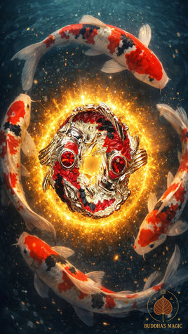 Amulette carpes Koi Matcha Mahasané Le Poisson Enchanteur - Vénérable Ajarn Boy Baramee Thep Bandan # 841 Magic of the Buddha