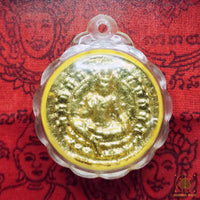Précieuse amulette de fortune Jatukham Rammathep dorée - Wat Phra Mahathat Woramahawihan # 853 Magic of the Buddha