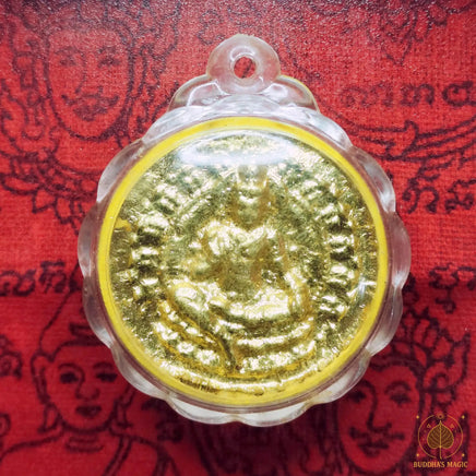 Précieuse amulette de fortune Jatukham Rammathep dorée - Wat Phra Mahathat Woramahawihan # 853 Magic of the Buddha
