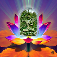 Tsa Tsa Manjushri en céramique verte – Wat Bhoman Khunaram # 849 Magic of the Buddha