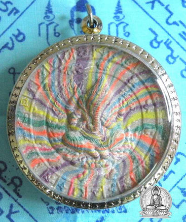 Grande amulette multicolore du Bouddha LP Sothorn et de Ganesh 