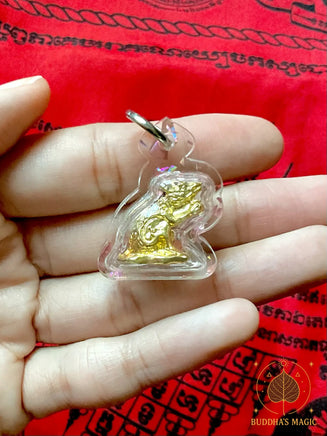 Amulette dorée de Mûshika, rat sacré vahana du dieu Ganesh # 770 Magic of the Buddha