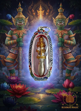 Petite amulette dague rituelle Phra Karn Tao Wessuwan – Très Vénérable Luang Phor Dooh # 751