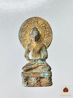 Amulette thaï ancienne du Bouddha en méditation – Bronze et or – XIXe siècle # 818 Magic of the Buddha