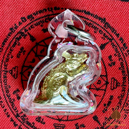 Amulette dorée de Mûshika, rat sacré vahana du dieu Ganesh # 770 Magic of the Buddha
