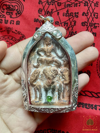 Amulette Indra sur Airavata avec perle verre alchimique # 815 Magic of the Buddha