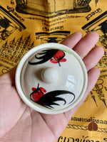 Perles reliques Sarira ambrées et pierre sacrée Hin Phra Siwali en reliquaire céramique de Lampang # 724