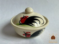 Perles reliques Sarira ambrées et pierre sacrée Hin Phra Siwali en reliquaire céramique de Lampang # 724