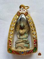 Amulette thaï ancienne du Bouddha en méditation – Bronze et or – XIXe siècle # 818 Magic of the Buddha