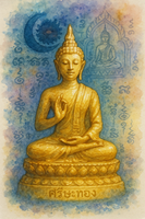 Phra Kling amulet of the Buddha in the teaching mudra – Wat Sri Sathong (late 1990s) # 616