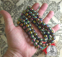 Large magnetic Lek Laï Buddhist rosary in rainbow color. #97
