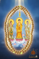 🧿 Grand chapelet chinois en bois précieux – Bille de tête fluorescente aux Trois Bouddhas – Production limitée de temple (Thaïlande) # 798 Magic of the Buddha