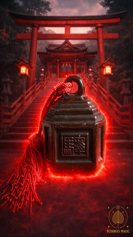 Cloche japonaise Suzu ancienne en fonte inscription 鈴寶 # 831 Buddha's magic.