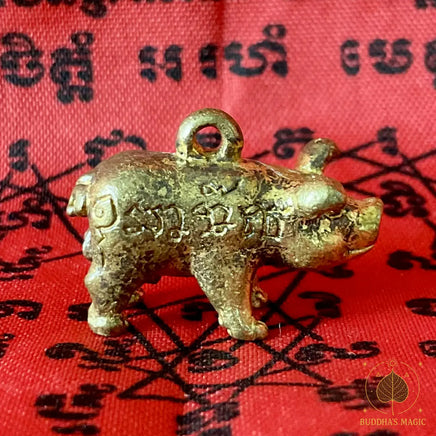 🐖 Amulette cochon "Moo-Moo" (seconde édition – 1998) bénie par Ajarn Sakorn # 713 Magic of the Buddha