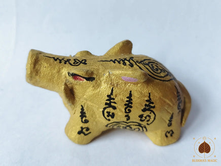 Statuette Phaya Moo sanglier sacré en terre cuite peinte # 855 Magic of the Buddha