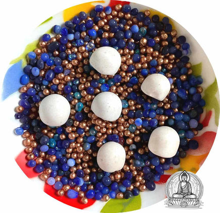 Pierres reliques "dent du Bouddha" et perles sacrées Sarira. 