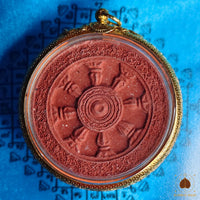 Grande amulette rouge de Luang Phor Toh avec Dharmachakra # 887