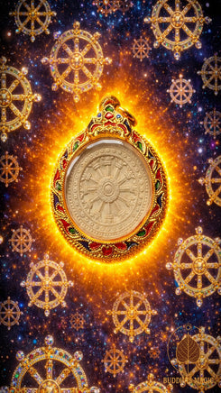 🛞 Amulette Dharmachakra bénie en 1992 par Luang Phor Noi – Wat Thammasala # 805 Magic of the Buddha