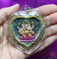 Luang Phor Tanjai and Phra Pikanet Ganesh Double Sided Amulet - Wat Phratat Doi Kham #838