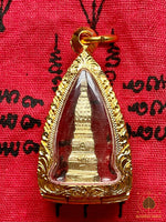 Amulette précieuse Chedi doré – Luang Phu Srithad (2016, Wat Phratat Tha Uthen # 613