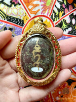 🪷 Pendentif sacré en Unakite inscrit de la lettre germe du mantra de Tara Verte # 729