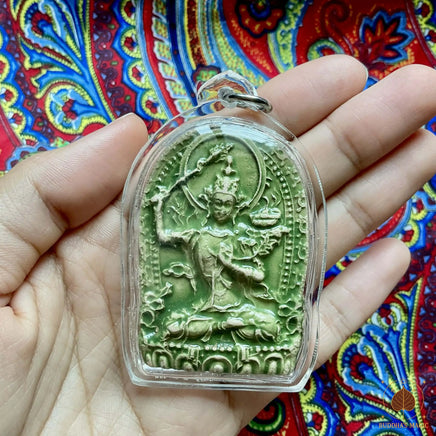 Tsa Tsa Manjushri en céramique verte – Wat Bhoman Khunaram # 849 Magic of the Buddha