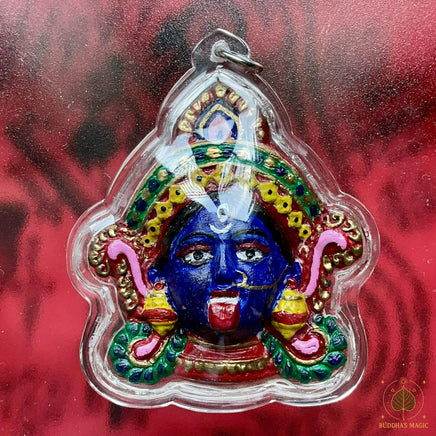 🔱 Amulette masque de la déesse Kali peinte à la main par un ajarn de Bangkok # 842 Magic of the Buddha