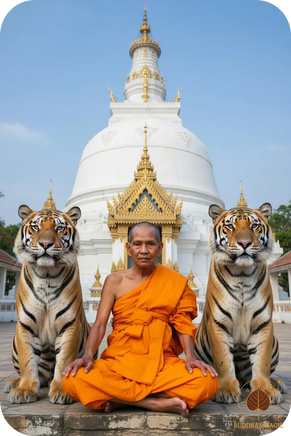 Amulette tigre Phaya Suear Non Kin - Très Vénérable Luang Phor Djua Piyasillo du Wat Klang Bang Keow # 845 Magic of the Buddha