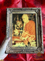 Cadre ancien consacré avec photo miraculeuse du très vénérable Luang Phor Dooh (Wat Sakai) # 664 Magic of the Buddha