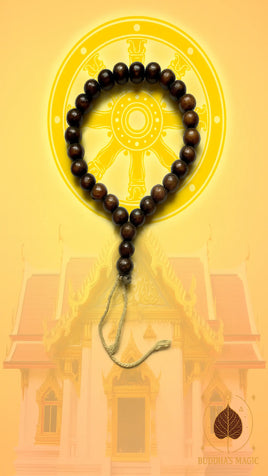 📿 Chapelet bouddhiste votif Look Phrakham – Bois sacré Mae Mongkhön – Très Vénérable Luang Phor Kambu (Wat Kut Chompoo) # 677