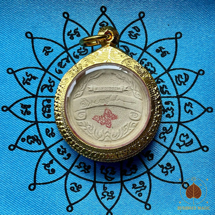 🛞 Amulette Dharmachakra bénie en 1992 par Luang Phor Noi – Wat Thammasala # 805 Magic of the Buddha