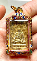 Amulette dorée Luang Phor Parn – Yant Kropetch – Wat Bang Nom Kho (11 mars 1992) # 588