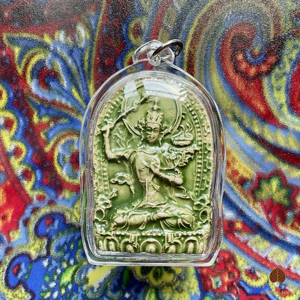 Tsa Tsa Manjushri en céramique verte – Wat Bhoman Khunaram # 849 Magic of the Buddha