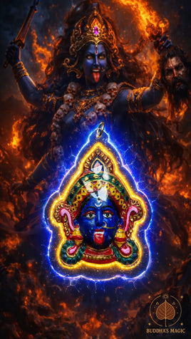 🔱 Amulette masque de la déesse Kali peinte à la main par un ajarn de Bangkok # 842 Magic of the Buddha