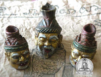 Petits masques de Lersi en bois sculpté peint - Wat Païlom.