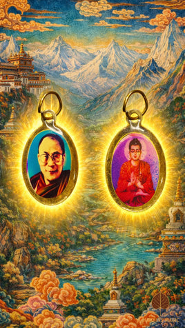 Médaille ancienne du Dalaï Lama Tenzin Gyatso amulette bouddhiste (années 1980 / 1990) # 852 Buddha's magic.