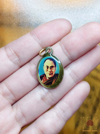 Médaille ancienne du Dalaï Lama Tenzin Gyatso amulette bouddhiste (années 1980 / 1990) # 852 Buddha's magic.