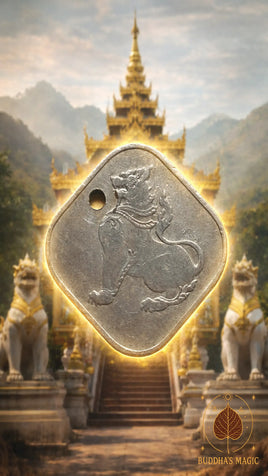 🪙 Pièce birmane 10 Pyas au Chinthe – Usage ethnique Akha # 746