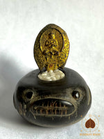 Reliquaire ancien Pla Pa Kapaow en corne de buffle avec talisman cobra et perles reliques sarira # 698