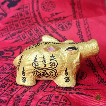 Statuette Phaya Moo sanglier sacré en terre cuite peinte # 855 Magic of the Buddha