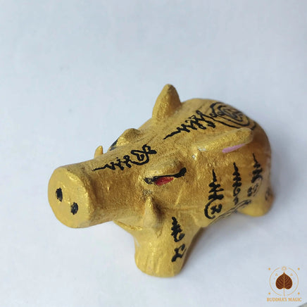 Statuette Phaya Moo sanglier sacré en terre cuite peinte # 855 Magic of the Buddha