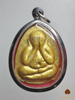 Amulette ancienne dorée de Phra Pidta et Phra Rahu – Nord de la Thaïlande # 886