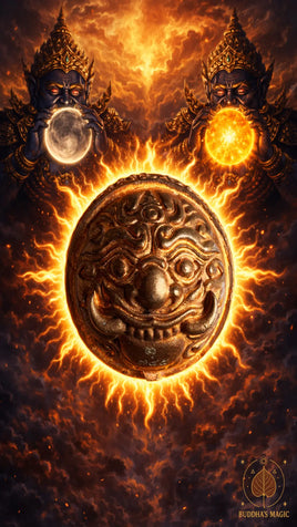 Bille alchimique Phra Rahu alchimique en neuf métaux - Luang Phor Nuphet du Wat Pa Phum Phitak # 821 Magic of the Buddha