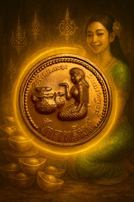 Pièce magique de fortune de Mae Nang Kwak et Chuchok - Très Vénérable LP Happ Kémajaro # 635