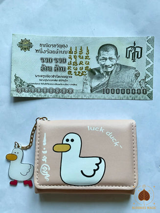 Portefeuille magique de fortune Duck Luck orné de yant (avec billet de temple offert) # 854 Magic of the Buddha