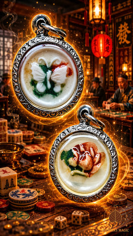 Pendentifs Porte Bonheur avec Jetons de Jeu Chinois Anciens # 871