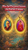 Médaille ancienne du Dalaï Lama Tenzin Gyatso amulette bouddhiste (années 1980 / 1990) # 852