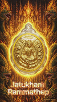 Précieuse amulette de fortune Jatukham Rammathep dorée - Wat Phra Mahathat Woramahawihan # 853