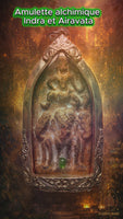 Indra amulet on Airavata with alchemical glass bead #815